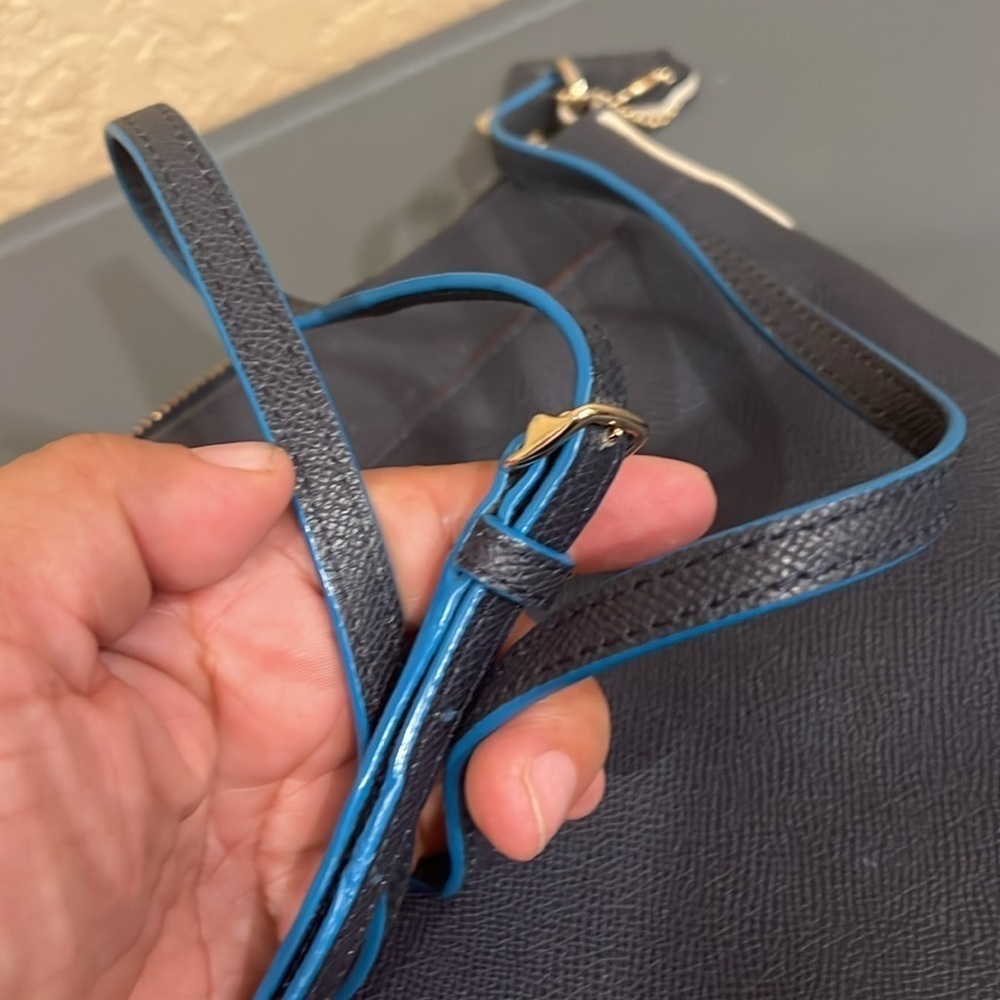 Coach Navy Crossgrain Leather Crossbody Bag Minimal Everyday Classic - Picture 13 of 15